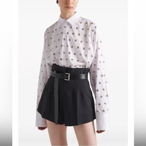 PRADA Eyelet embellished cotton shirt